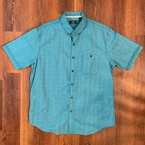 GH Bass & Co Short Sleeve Button Down Shirt Mens Large EUC Bluish Green